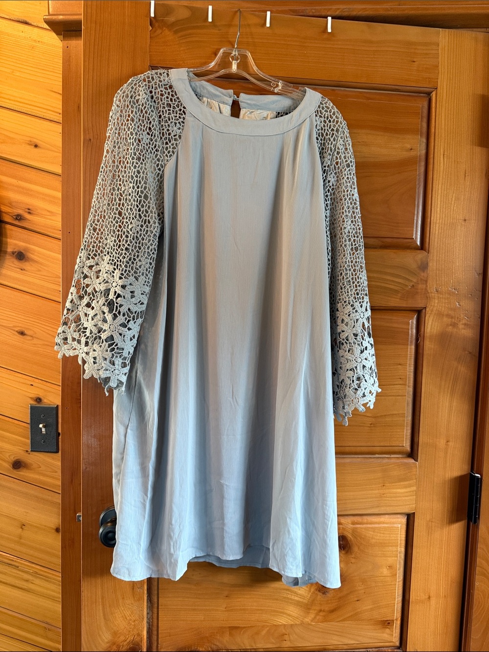 Light Bluish/gray Crochet Sleevet Swing Dress